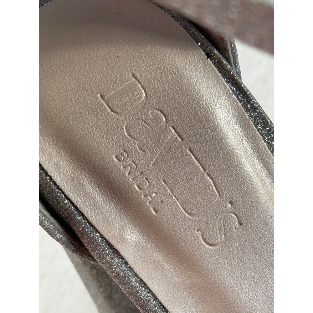 Davids Bridal Callista Silver Glitter Block Heel Sandals Ankle Strap Size 7 - Picture 7 of 9